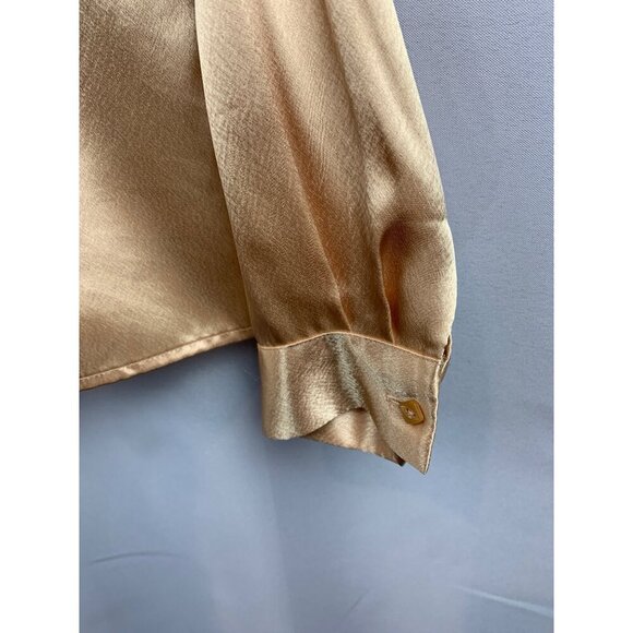 JM Collection Womens Satin Blouse Size 8 Gold - Picture 2 of 6